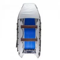 Лодка надувная ПВХ Выдра Шерпа 470 Jet Extreme (фальшборт+транец+тент) (Серый/черный)