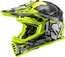 Шлем кроссовый LS2 MX437 FAST CRUSHER Black Yellow 2024 